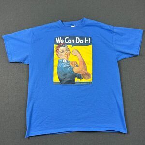 Vintage‎ Rosie The Riveter We Can Do It Shirt Mens XL War Poster Anvil 2002 Blue